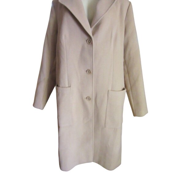 New, Candace Cameron Bure QVC Tan Button- Front Tailored Coat SZ L - Picture 4 of 8